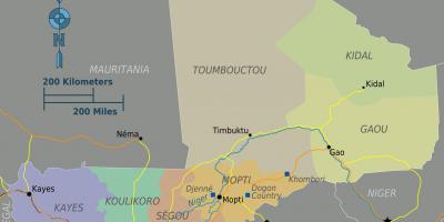 Mapa de regiones de Malí